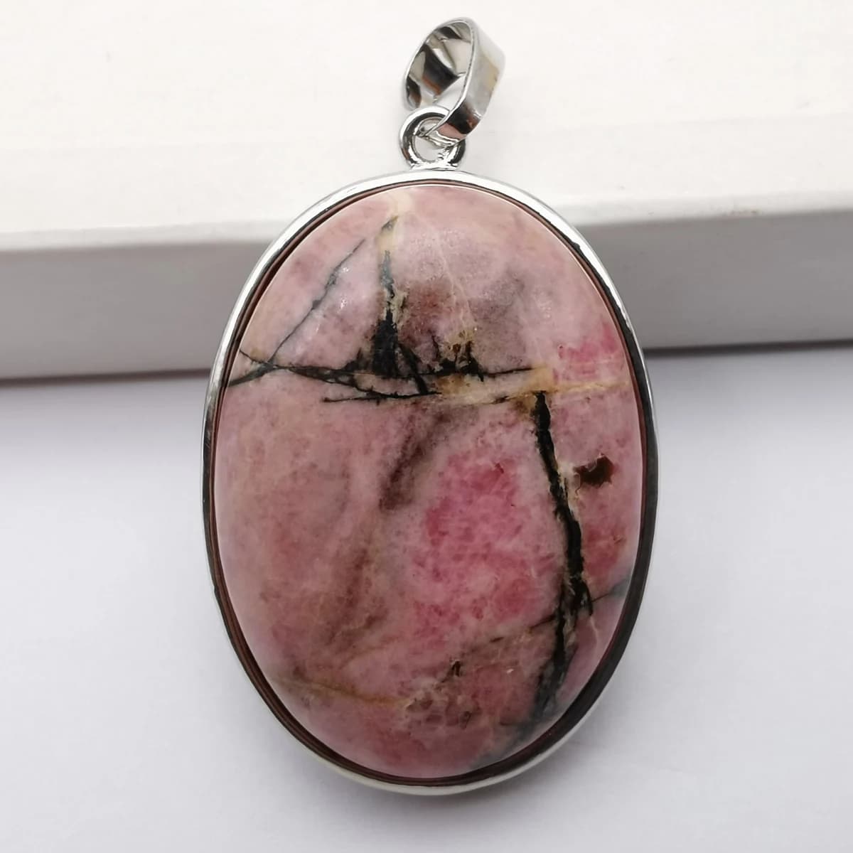 Pendentif ovale en pierres précieuses : Rhodonite, Œil de tigre, Cristal, Opale, Obsidienne, Labradorite, Sodalite, Lapis Lazuli, Aventurine verte, GEM Picture, Perles