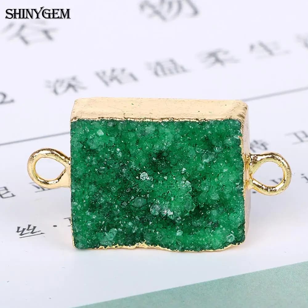 ShinyGem 15*30mm rectangulaire cristal naturel Druzy connecteurs plaqué or minéraux géode pierre gemme bijoux à bricoler soi-même faisant collier