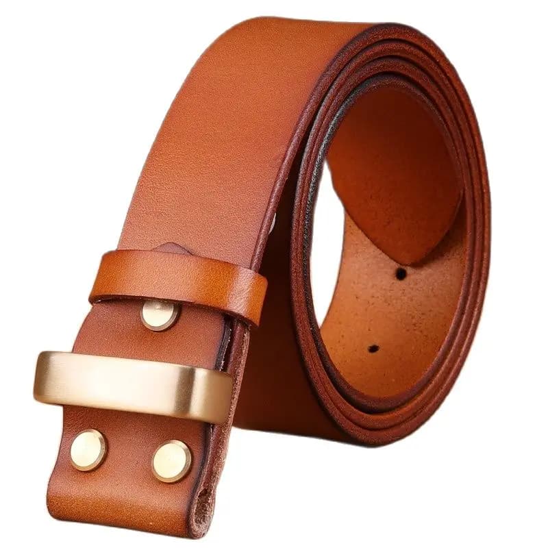 Ceinture en cuir sans boucle lisse dorée pour hommes ceintures de luxe cowboys chameau noir match boucle de marque célèbre 3.8 cm de haute qualité