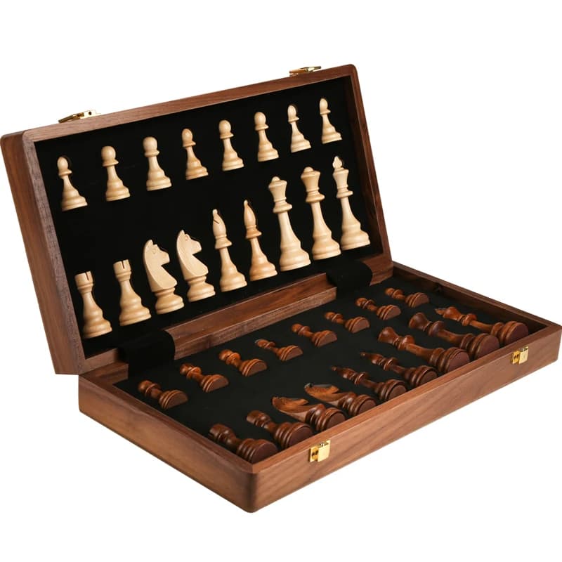 Jeu d'échecs en bois de qualité supérieure, pliable, grand, traditionnel, classique, fait main, pièces en bois massif, échiquier, jeu de société, divers cadeaux de fêtes