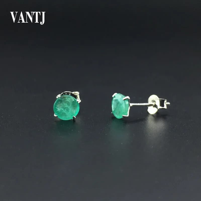 VANTJ – boucles d'oreilles en émeraude naturelle, en argent Sterling 925, bijoux fins élégants pour femmes, cadeau de mariage avec boîte