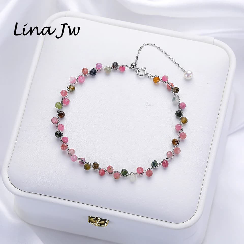 Lina Jw – Bracelet en spinelle noire en pierre naturelle pour femmes
