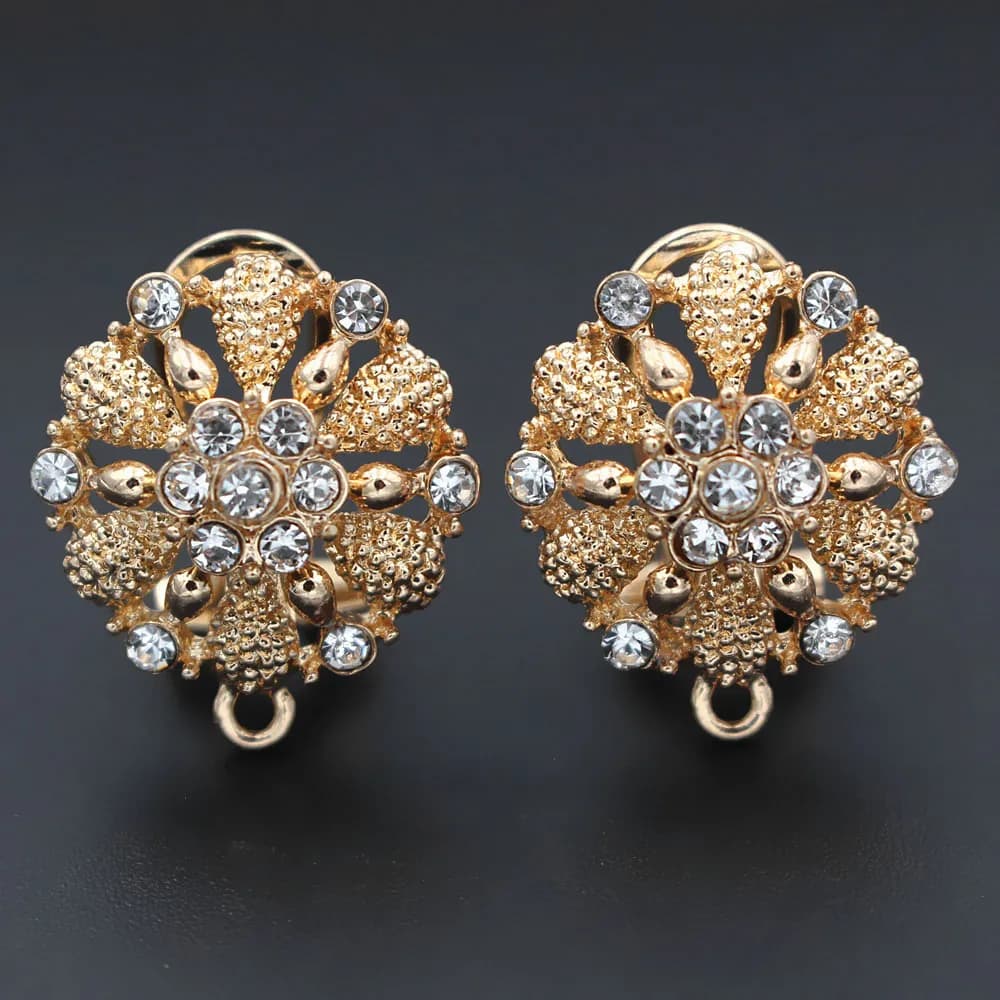 10 paires de boucles d'oreilles fleur filigrane avec boucle cintre pavé CZ bricolage africain chili femmes pince de