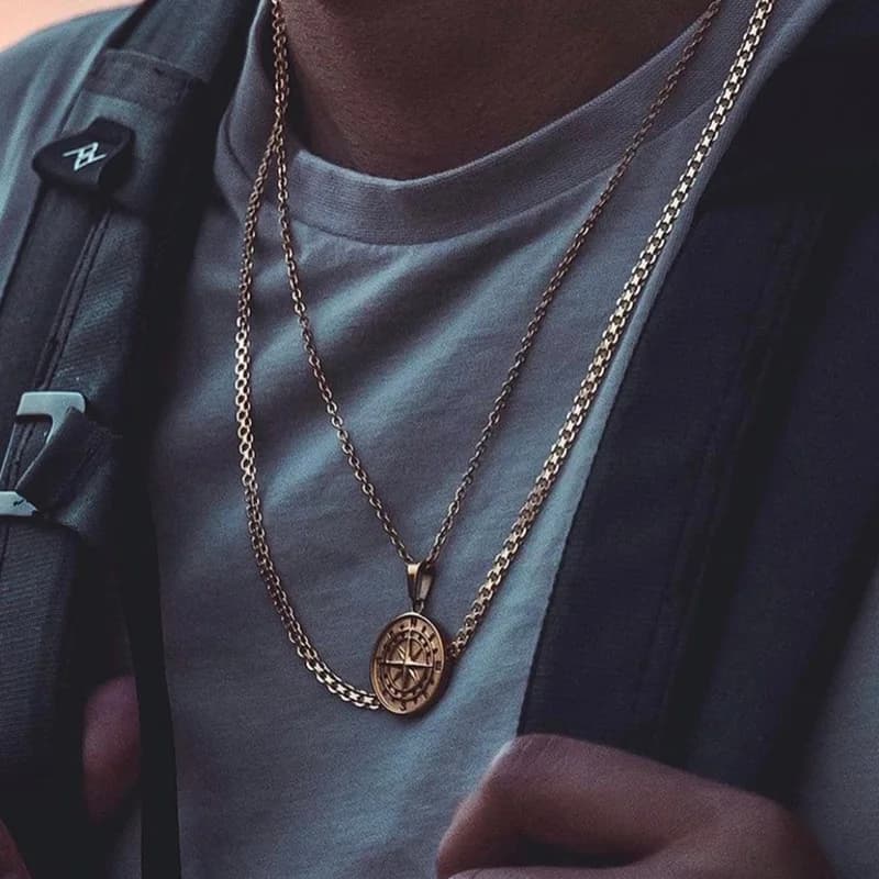 Collier pendentif boussole étoile du nord, collier pendentif boussole pour hommes, cadeau de noël pour lui