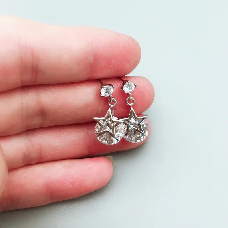 Boucles d'oreilles en argent Sterling 925 anti-allergie, étoile Brincos pour femmes, boucles d'oreilles de mariage, accessoires bijoux