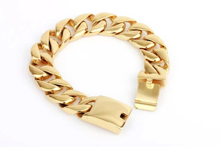 Bracelet de luxe en acier inoxydable doré pour hommes