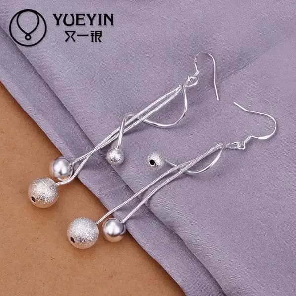 Boucles d'oreilles pendantes plaquées argent pour femmes, Boucles d'oreilles longues, Bijoux de mariage, Vente en gros, Vente chaude, Super offre
