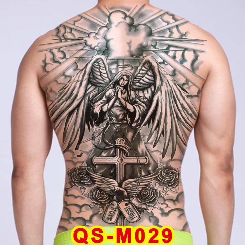 Tatouage tribal dessins gothique tatouage garçons plein dos grand tatouage corps autocollants temporaires tatouages hommes sexy faux tatoo grande eau