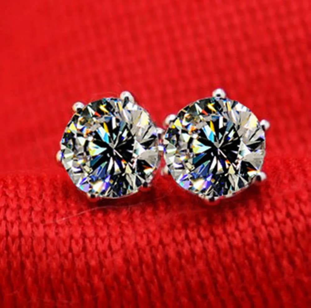 Boucles d'oreilles en platine pur pour femmes, 1CT/pièce, diamant, populaire, Six dents, bijoux d'oreille, couleur D, VVS1, avec boîte