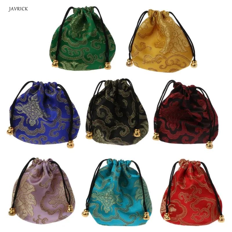 Pochette de voyage traditionnelle en soie de haute qualité, sac d'emballage de bijoux en broderie chinoise classique, sacs à main de rangement pour pointes de bijoux, 1 pièce
