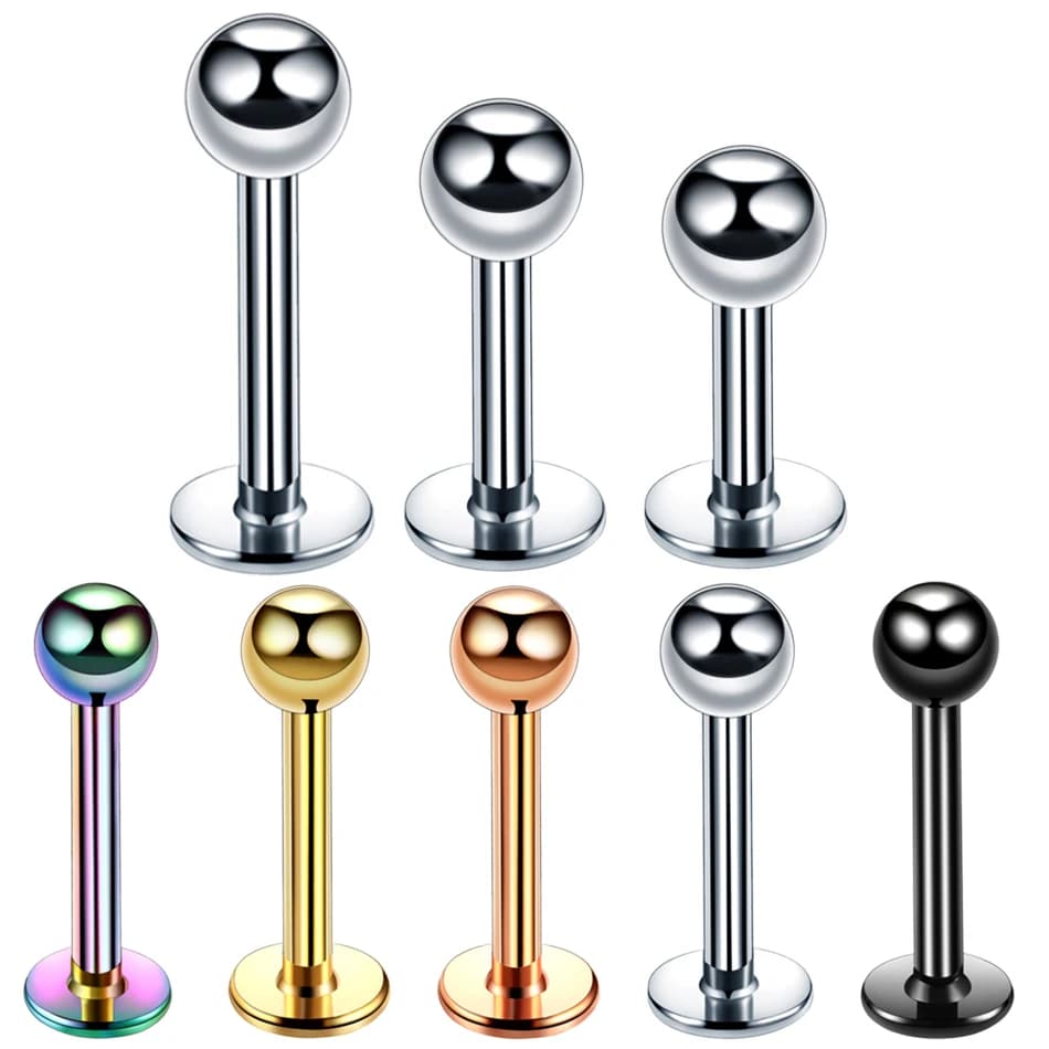 H-S Lot 1 pièce en acier chirurgical couleurs assorties Labret Stud lèvre Piercing oreille Cartilage Tragus Helix anneau mode charmant bijoux