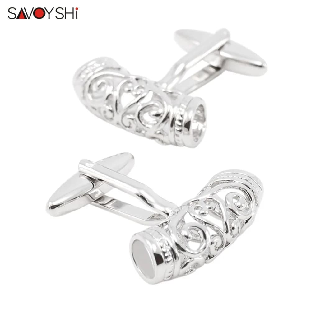 SAVOYSHI boutons de manchette ovales simples à motif Vintage pour hommes, manchettes de chemise française, bijoux