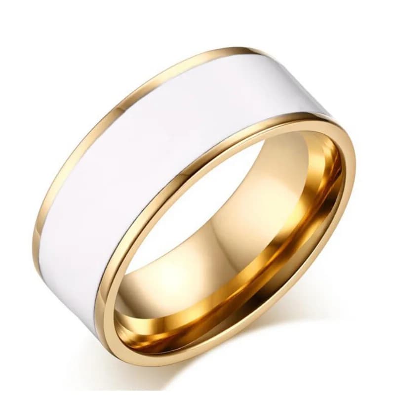 VQYSKO gros anneaux de mariage en acier inoxydable hommes et femmes anneaux de mariage en acier inoxydable émail anneau bijoux