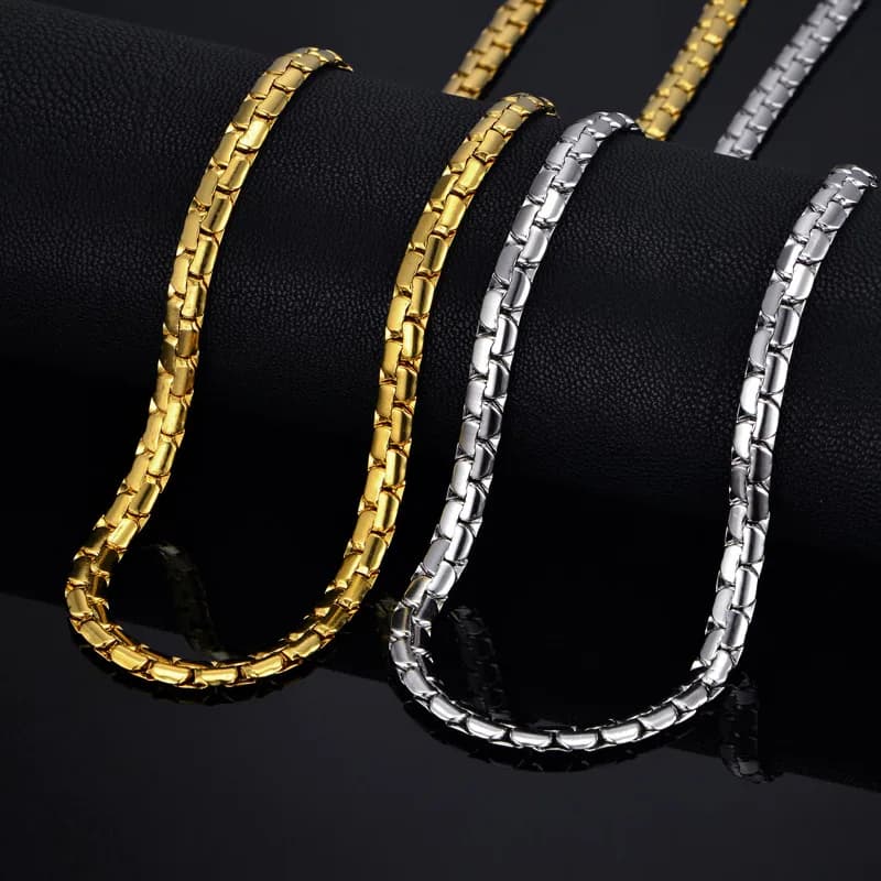 Chaîne pour hommes 6MM Long collier pour hommes 20 "23" 26 "couleur or en acier inoxydable plat serpent chaîne colliers hommes chaîne collier