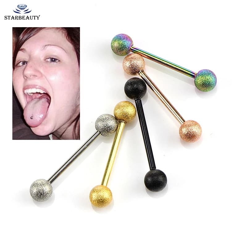 Piercing de langue en or rose, 1.4x16mm, anneaux en acier inoxydable, barres d'haltères, bijoux de corps à la mode, 1 pièce