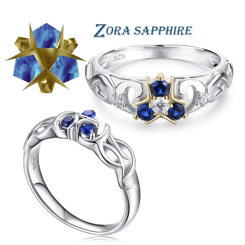 Helpda-Bague de fiançailles en argent regardé 925 avec saphir Zora, Tears of the Kingdom