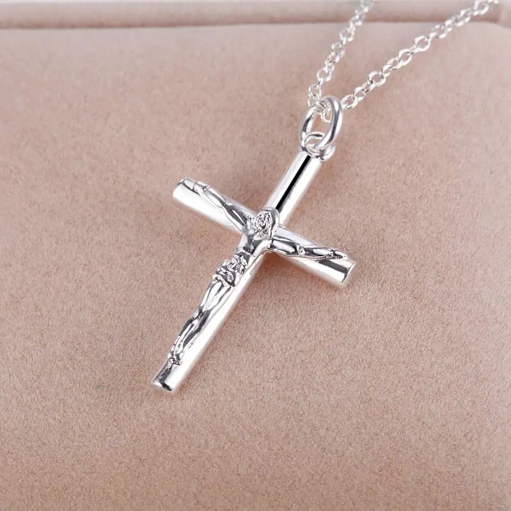 JOCross-Collier pendentif en argent regardé 925 pour femme