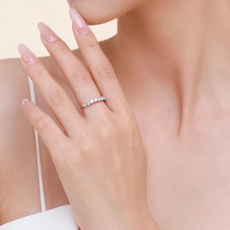 Ailmay 100% 925 argent Sterling empilable rond éblouissant zircon cubique anneaux pour les femmes de mariage fiançailles bijoux cadeau