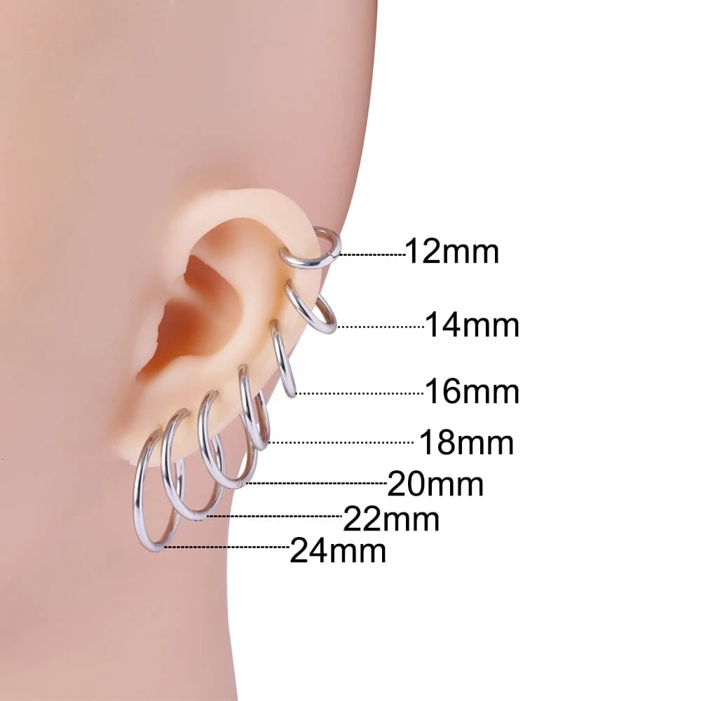 1 paire de boucles d'oreilles créoles pour hommes et femmes, bijoux de perçage en titane