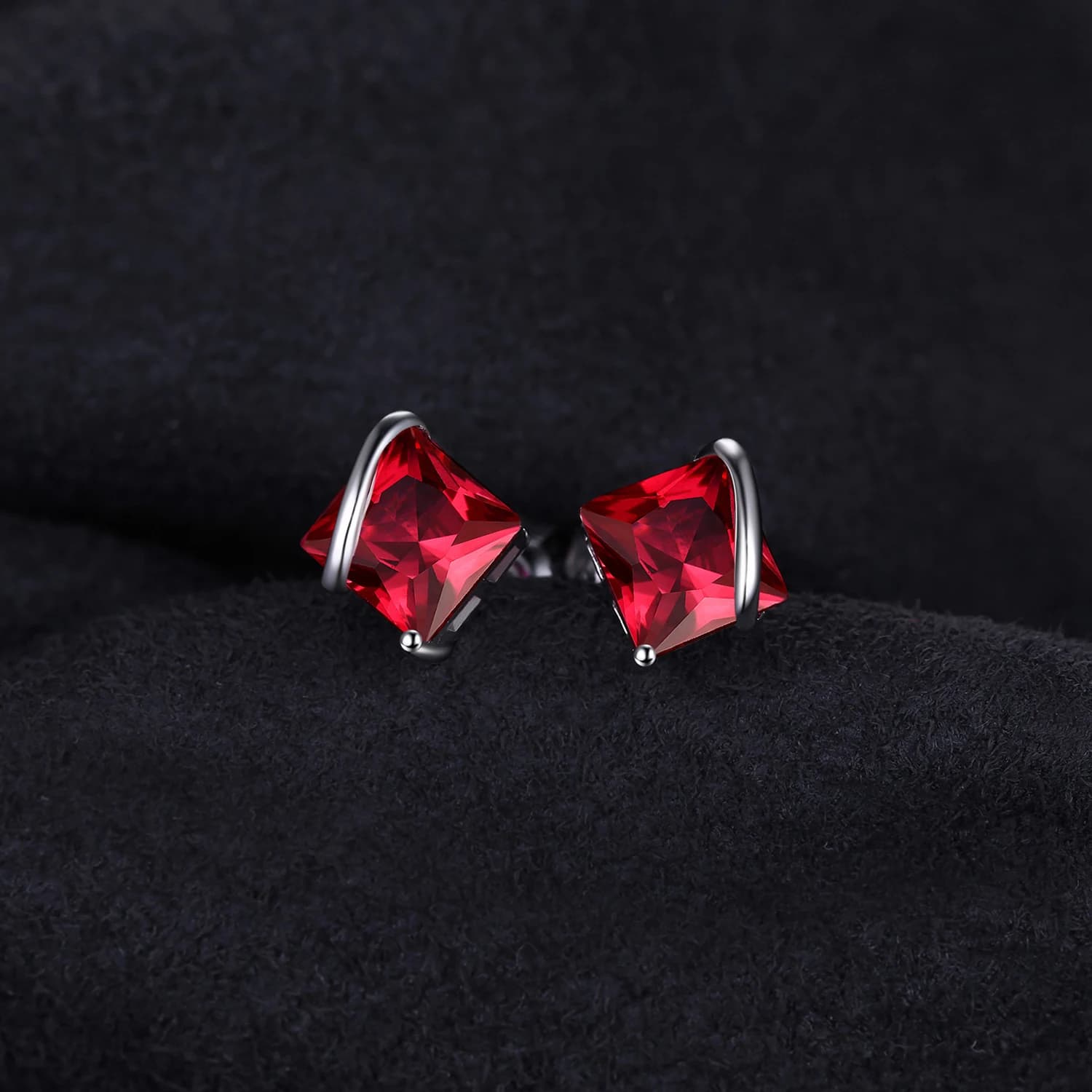 JewelryPalace – boucles d'oreilles carrées pour femmes, en argent Sterling 925, rubis rouge, bijoux à la mode, pierre précieuse