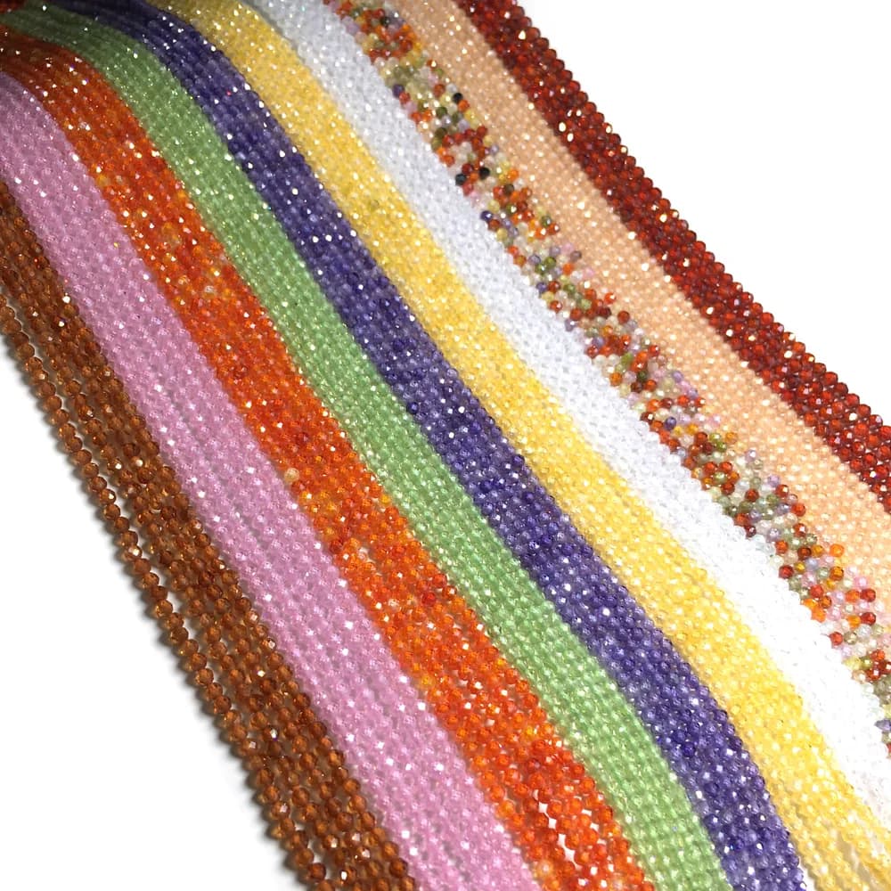 Perles rondes facettées, Section de perles en Zircon, couleur mixte pour la fabrication de bijoux, Bracelet collier, accessoires taille 2mm 3mm