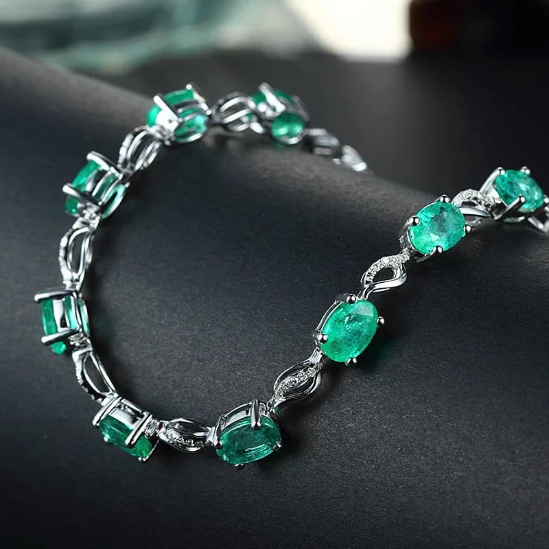 Foydjew couleur trésor bijoux européen américain créatif simulé émeraude Bracelets chaîne couleur argent bijoux en gros