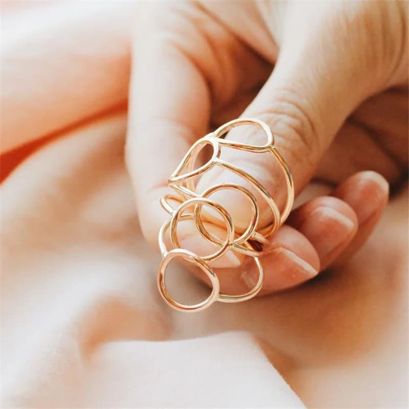Bague en or 14K pour femmes, cercle de Karma rempli, bijoux de jointure, style Boho