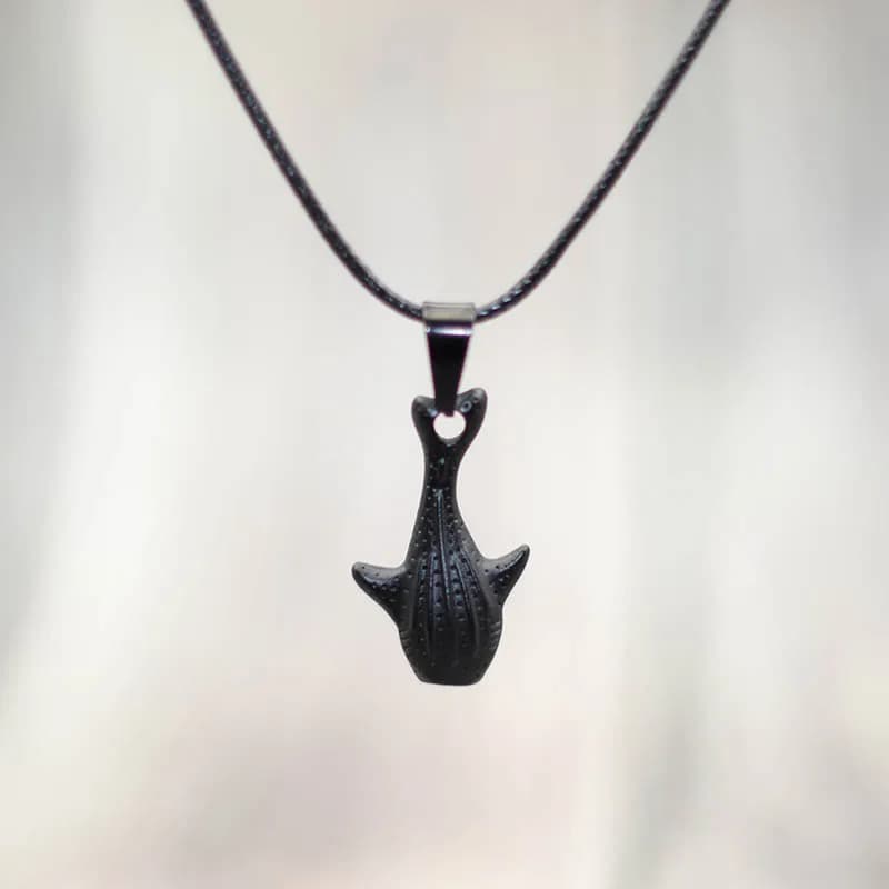 Note – collier avec pendentif en forme de requin baleine pour hommes et femmes, breloque ras du cou, cordon en cuir noir, Long, accessoires, 60cm