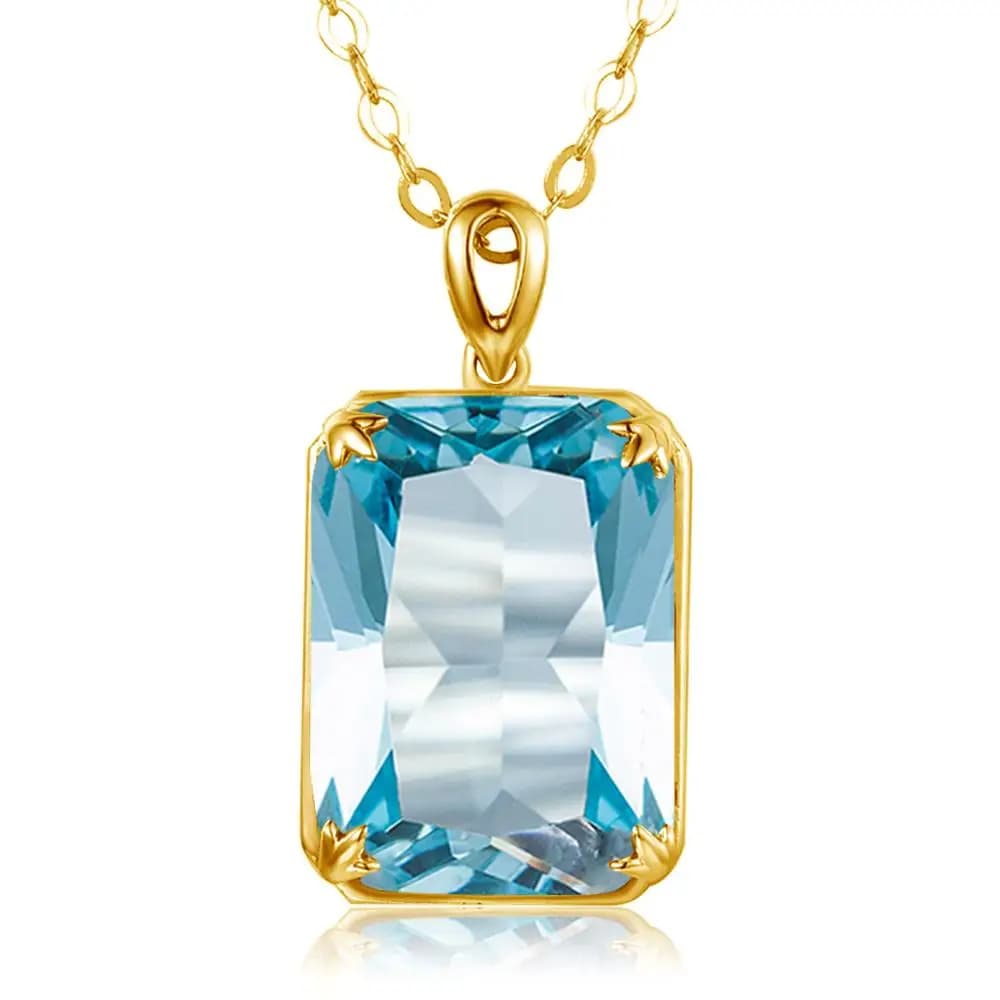 Szjinao aigue-marine collier pendentif pour femmes 14K or pendentifs pierres précieuses Rectangle Viking argent 925 bijoux cadeau de fiançailles