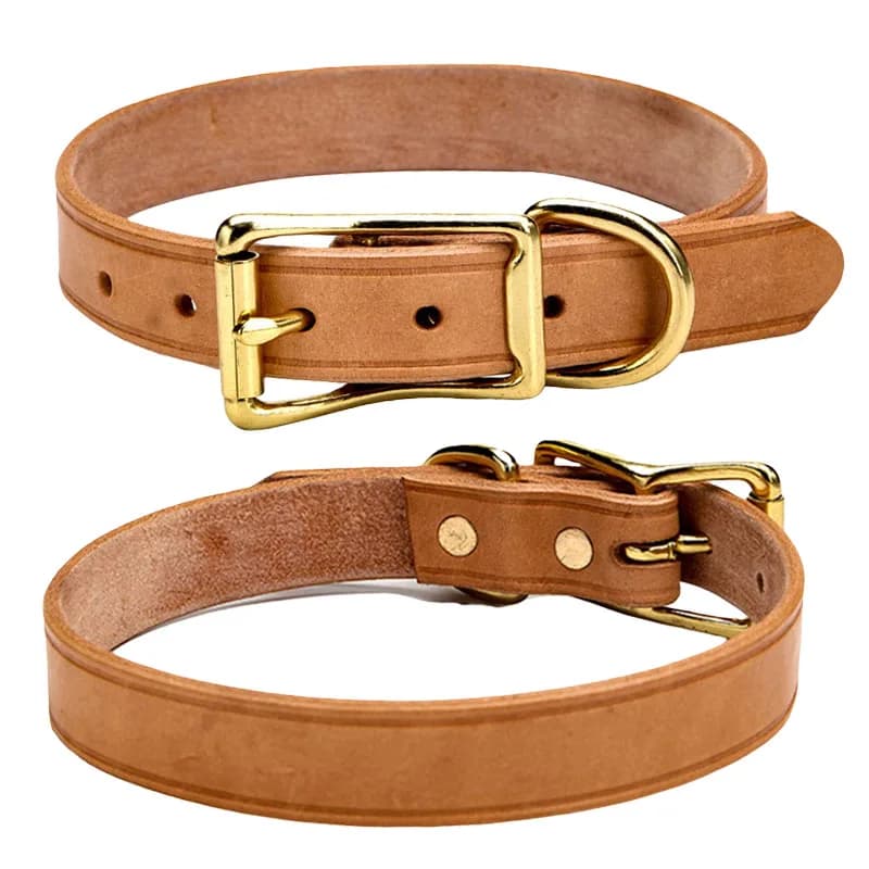 Collier pour chat et chien en cuir véritable, collier pour chiot, sangle réglable pour le cou du chien, collier confortable pour chiens de petite, moyenne et grande taille