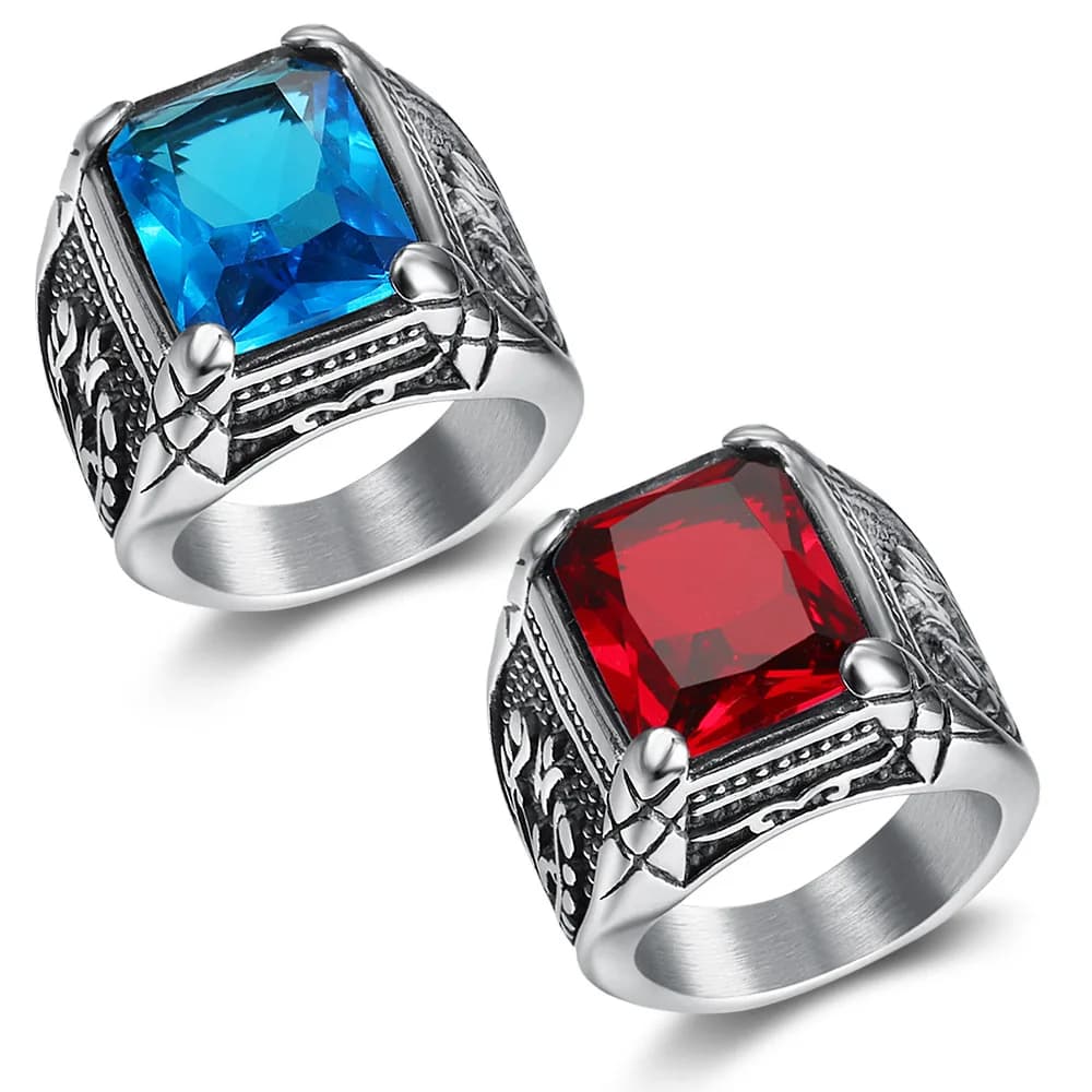 Oral alière en pierre semi-pride pour homme, couleur argent, rouge, bleu, acier inoxydable, bijoux, accessoires