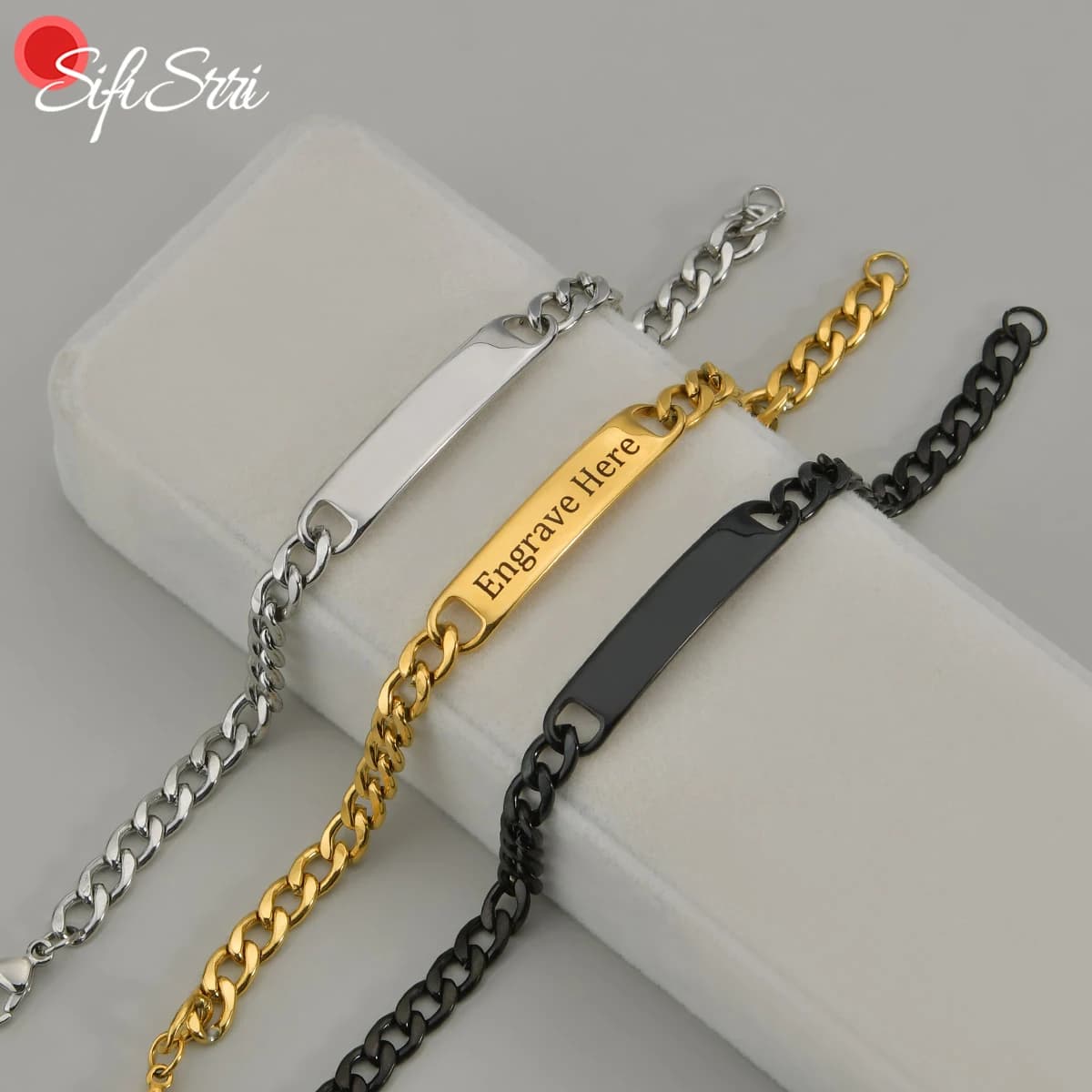 Sifisrri-Bracelets de Date et de nom gravés pour femmes et hommes, Bracelets réglables en acier inoxydable pour garçons et filles, cadeau de bijoux pour enfants