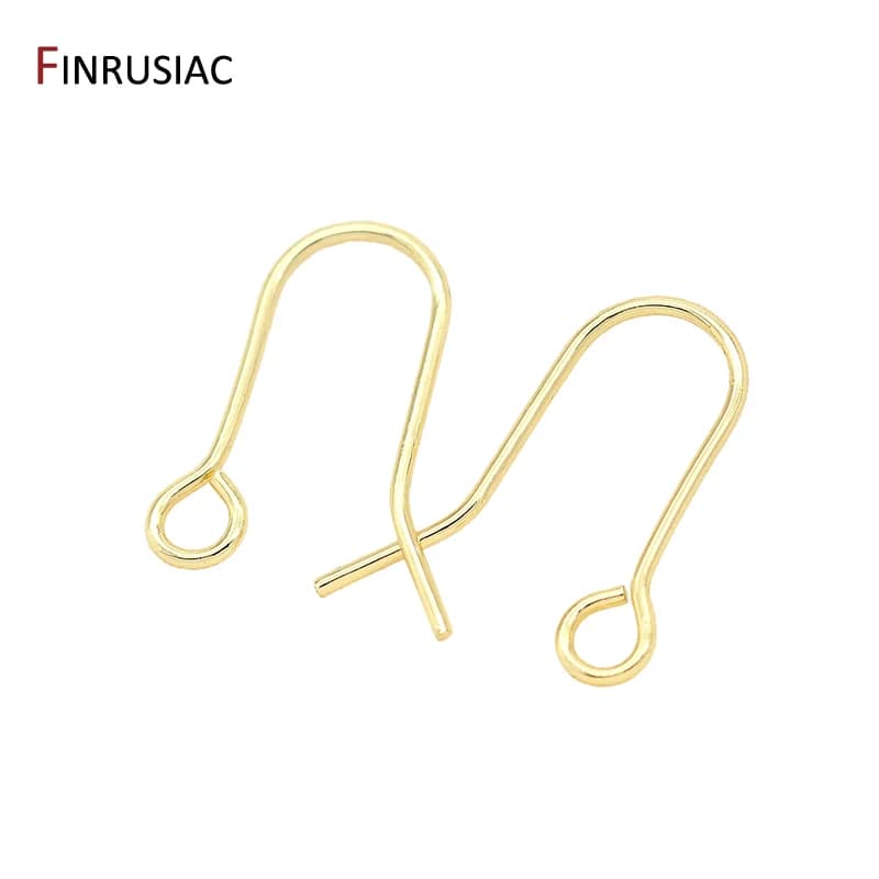 Fournitures de fabrication de bijoux, fils d'oreille plaqués or 14K, vente en gros, crochets de boucles d'oreilles simples pour bricolage, matériel de fabrication de boucles d'oreilles