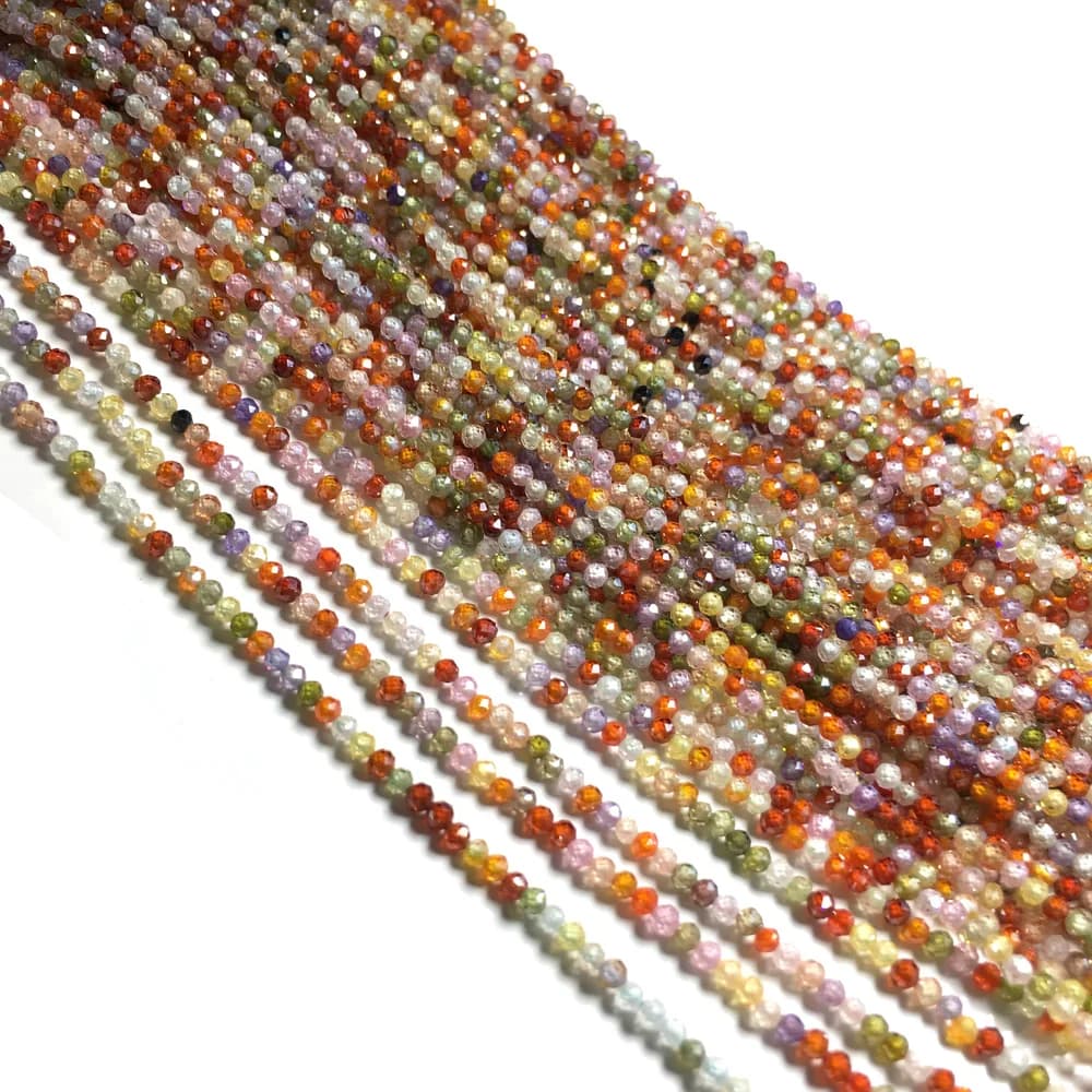 Perles rondes facettées, Section de perles en Zircon, couleur mixte pour la fabrication de bijoux, Bracelet collier, accessoires taille 2mm 3mm