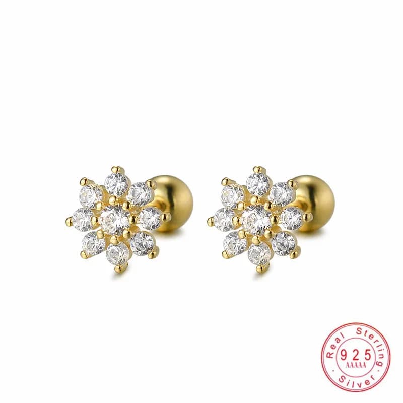 Boucles d'oreilles en argent regardé 925 véritable pour femme, bijoux fins, fleur délicate, clous d'oreille, mode, contre-indiqué