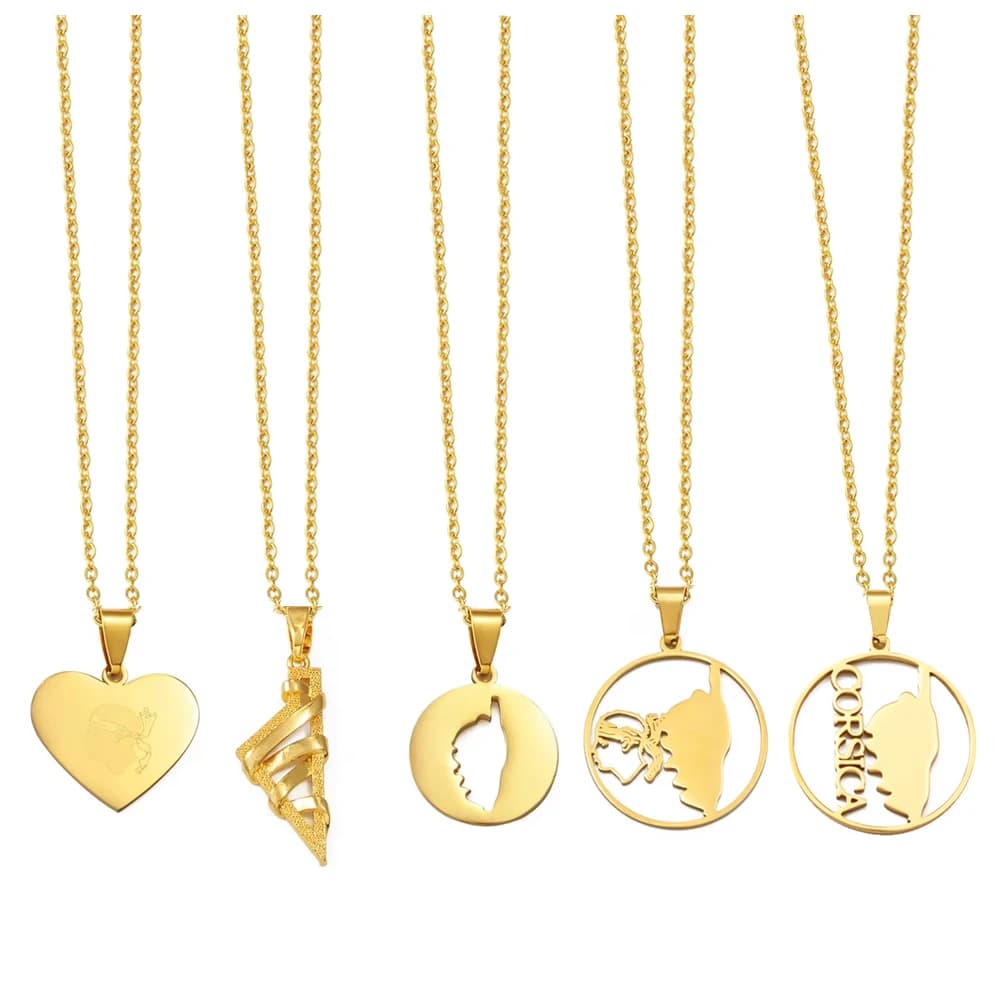 Colliers avec pendentif style Corse et Sardaigne pour femme, en acier inoxydable, bijoux La Corse France Corse, 1 pièce # 548962