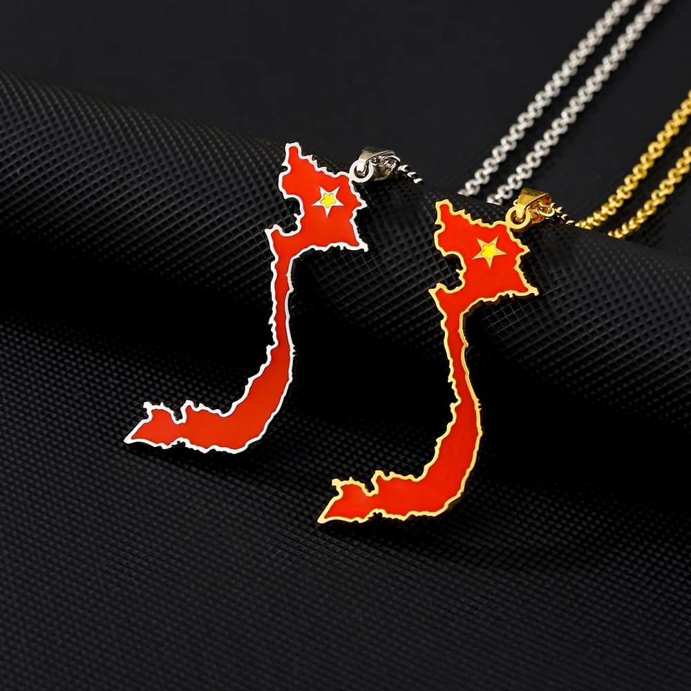 Cng hòa Xã hi Chngha Vit Nam carte drapeau pendentif collier en acier inoxydable hommes femmes cartes bijoux cadeau