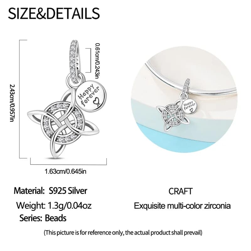 925 argent Sterling noeud celtique Romance liberté éternité pendentif breloque ajustement Original bracelets porte-bonheur femmes bijoux à bricoler soi-même cadeau