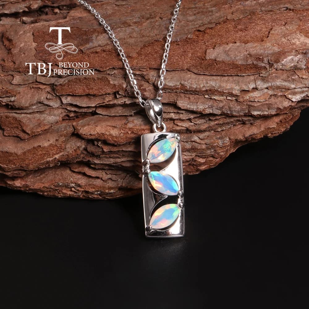 Collier avec pendentif en argent sterling, pierre de naissance d'octobre colorée, opale naturelle, bijoux fins pour femmes et cadeaux d'anniversaire pour femmes