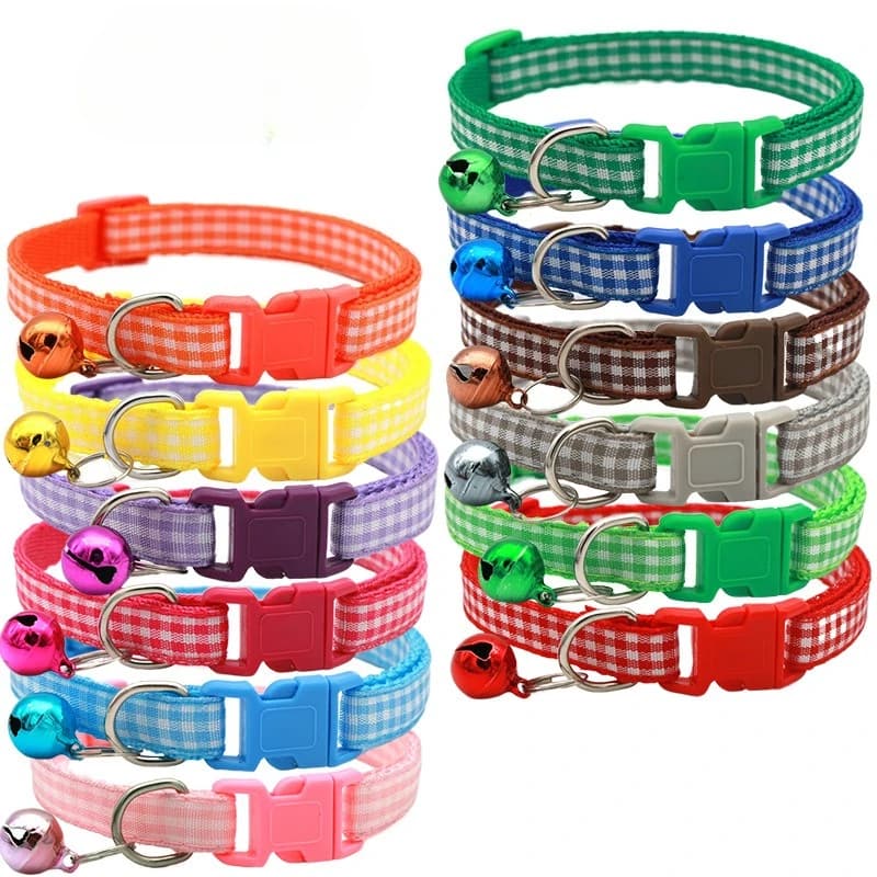 Collier réglable à pointe ondulée pour chien, chaton, chat, avec cloche, colliers à boucle en Polyester pour petits chiens, accessoires pour chaton, fournitures