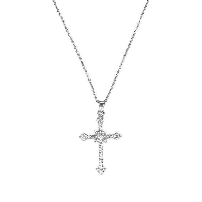 Colliers couleur argent pour femmes, pendentif croix en zircone CZ et chaîne, ras du cou, accessoires de Bijoux tendance