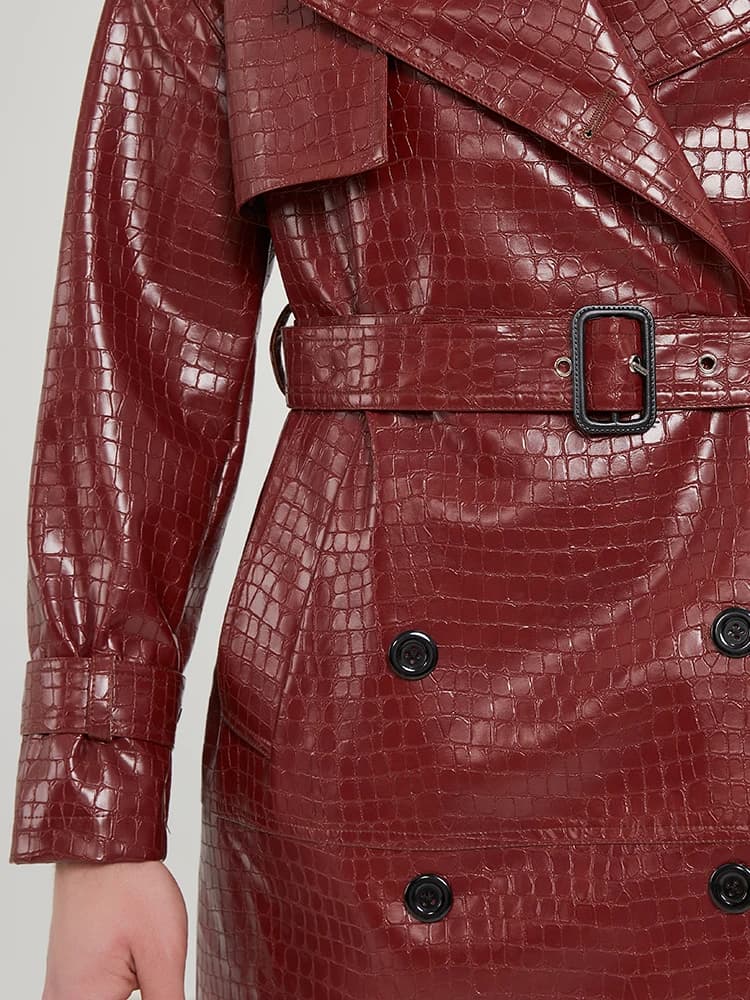 Nerazzurri-Manteau en Cuir PU Imprimé Crocodile pour Homme, Long et Cool, Élégant, Chic, Brcorporelle, Ceinture de Luxe, Vêtements de Styliste, Printemps et Automne