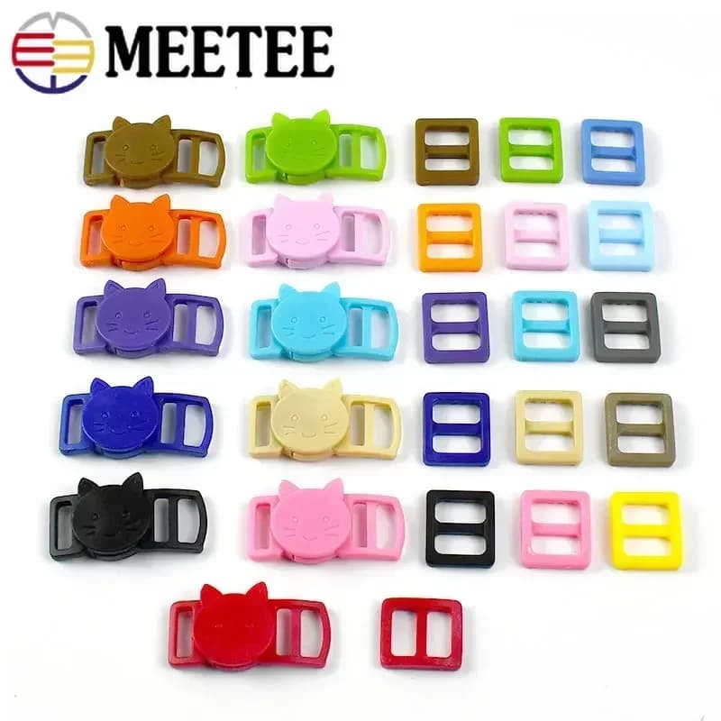Meetee – boucles de dégagement en plastique de 10mm, 50/100 ensembles, curseur Tri Glide, sangle de collier pour animaux de compagnie, fermoir réglable, accessoire paracorde détachable de sécurité