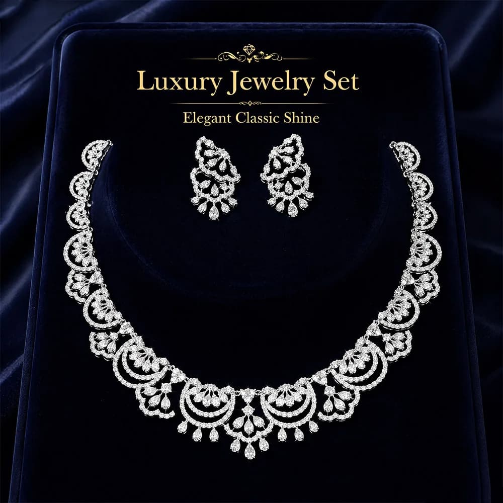 Nouveauté 2026 : Parure de bijoux de luxe (colliers, boucles d'oreilles) pour mariée, style Dubaï, pour femme, cadeau d'anniversaire, soldes