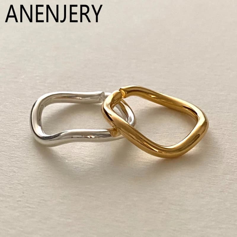 ANENJERY – bague ouverte pour femmes et hommes, couleur or argent, lignes géométriques, tempérament Simple, polyvalent, bijoux quotidiens, cadeau, vente en gros