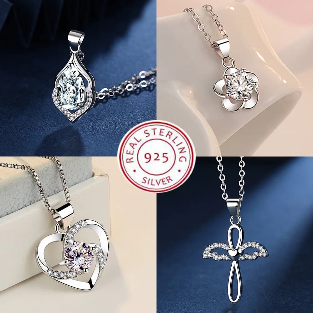 Collier pendentif trèfle à quatre feuilles en forme de cœur, bijoux en argent 925 en Zircon pour femmes, chaîne de clavicule d'amour, cadeaux, ras du cou ouvrable