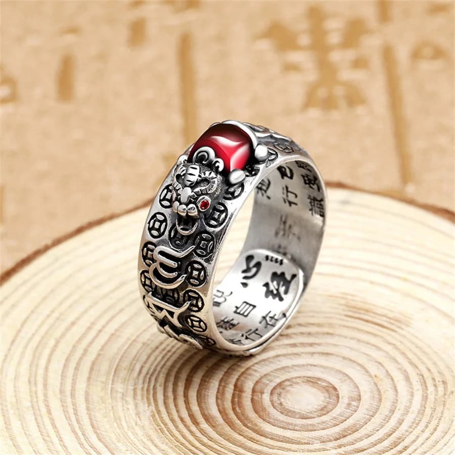 Bagues chinoises Feng Shui Pixiu, couleur argent, Animal Pixiu, anneau réglable pour femmes et hommes, amulette bouddhiste, richesse, bijoux porte-bonheur, cadeau