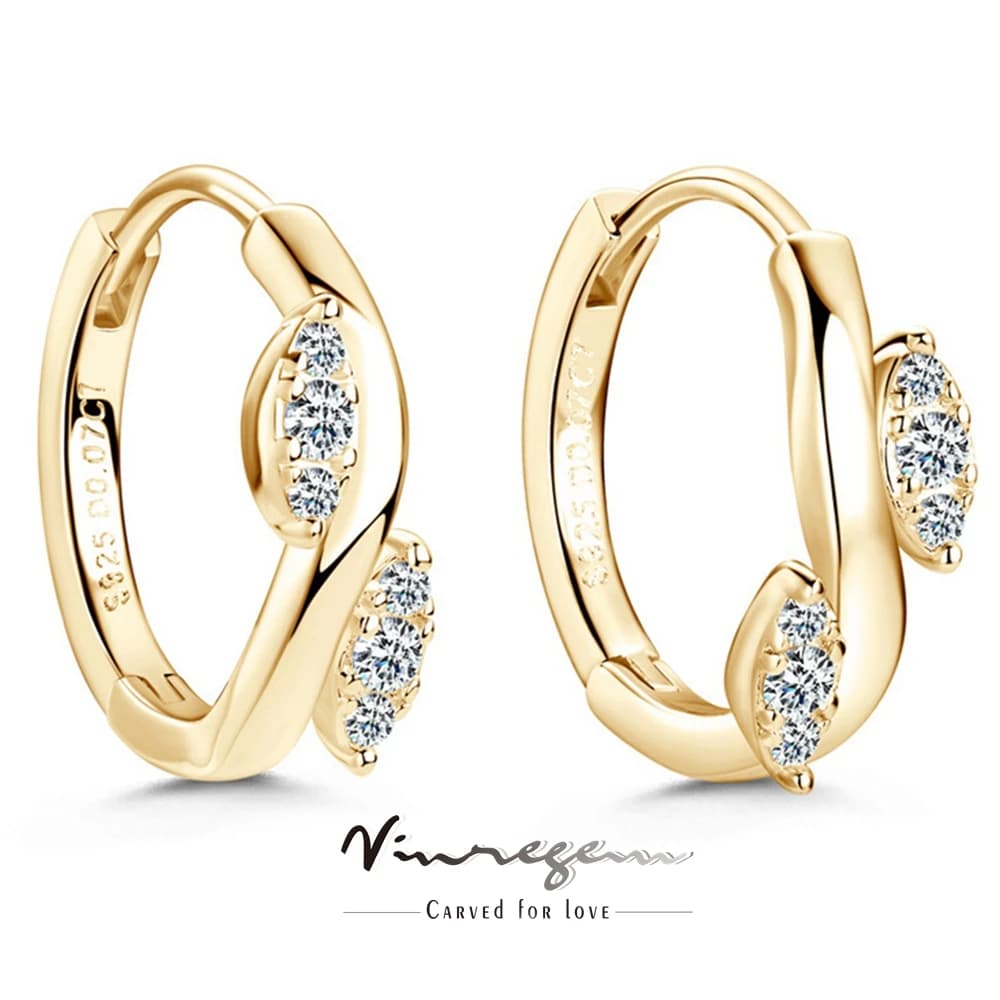 Vinregem-GRA 3EX VVS D Moissanite Diamonds Gems, Boucles d'oreilles créoles de personnalité pour femme, Plaqué or 18 carats, Bijoux en argent regardé 925