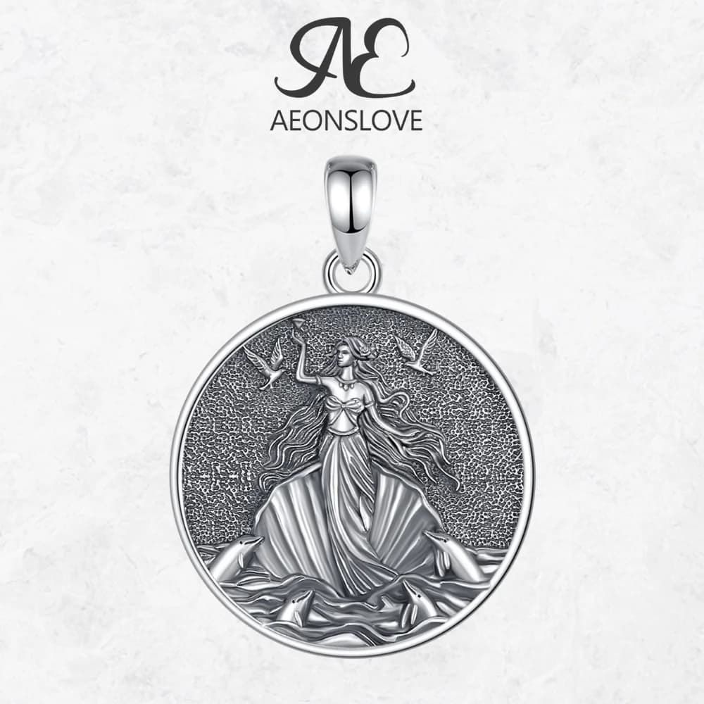 AEONSLOVE 925 argent Sterling aphrodite déesse collier Vintage mythologie grecque pendentif bijoux païens cadeau spirituel pour les femmes