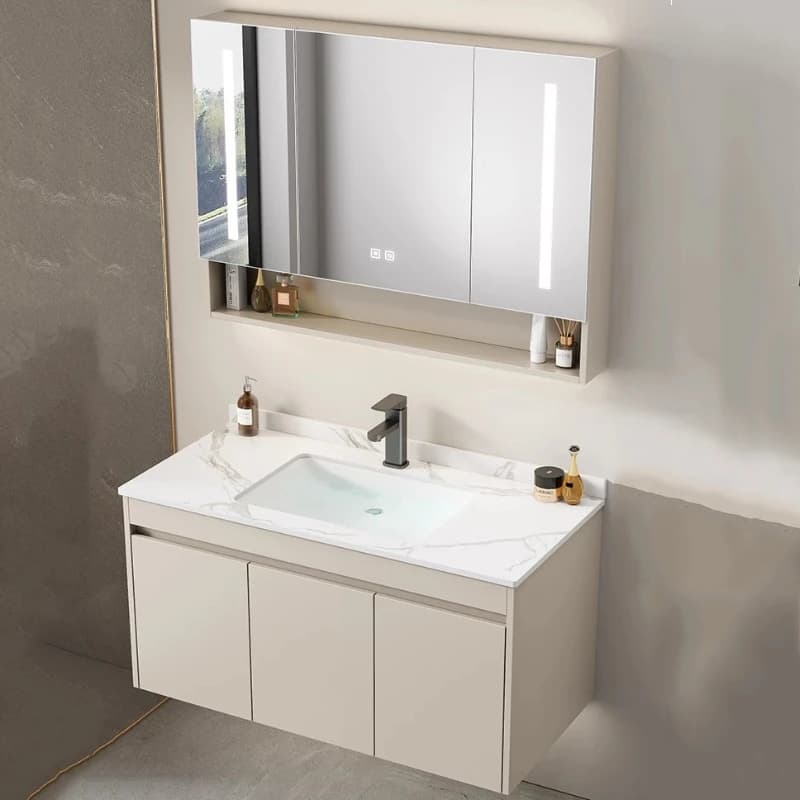 Ensemble d'armoires de salle de bains, lavabo mural, miroirs d'évier, étagères, armoires de salle de bains, organisateur de rangement, accessoires de maison Mobile Bagno